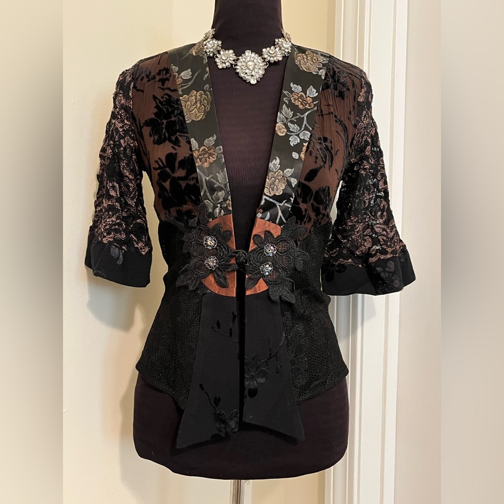 Spencer Alexis Colorblock Kimono Style  Floral Women's Top